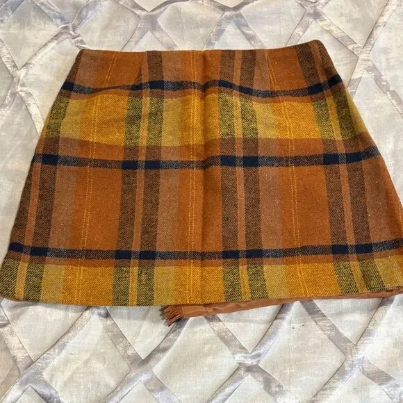 Vici Plaid Brown and Yellow Women's Skirt - Picture 6 of 8